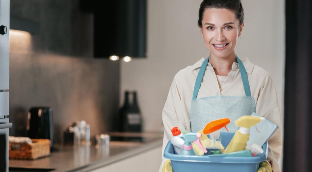 housewife-young-smiling-woman-with-basin-with-cleansing-appliances